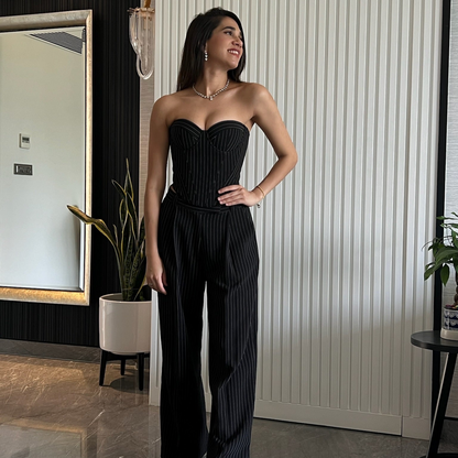 EVE Bustier (Black Pinstripe)