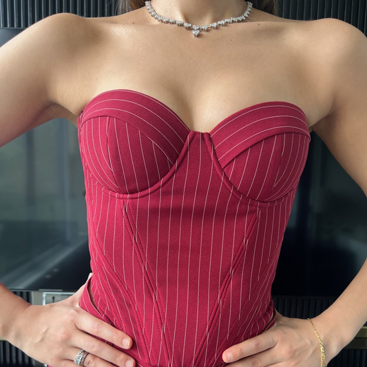 EVE Bustier (Red Pinstripe)